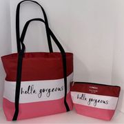 Kate Spade Shopping Shoulder Travel Tote Large Bag includes Makeup Bag