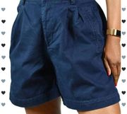 Liz Claiborne Women's 8 Navy Blue High Waist Pleated Vintage Bermuda Shorts