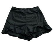 Lush black high waisted ruffle shorts with zipper back