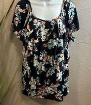 ABC studio ruffled floral printed blouse size large