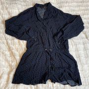 JUICY COUTURE Longsleeve Navy Romper Jumpsuit Extra Small Wrap Top Blue Star