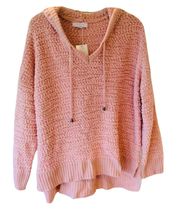 Peachy Pink Sweater Pullover Popcorn Hoodie NWT Womens Large