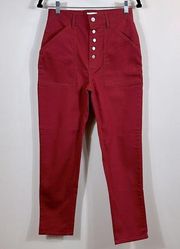 Wilfred Free Aritzia Red Denim Button Fly High Waisted Belen Women Jeans Size 6