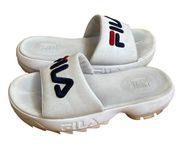 Fila Women's Disruptor Bold Slide Sandals Cushion Sole Red White Blue Sz 7