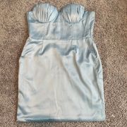 Corset Mini Dress Small Satin Soft Blue Mermaid Detail