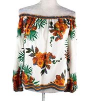 Flying Tomato Crop Top Large L Top Off Shoulder Floral Boho