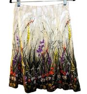 Chico's English Garden Berkley Silk Floral Midi Skirt Size 0