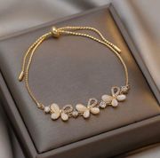 18K Gold Plated Adjustable Crystal Butterfly Charm Bracelet for Women