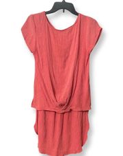 Womens Blouson Dress Pink Asymmetric Scoop Neck Cap Sleeve Layered Look M