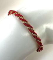 Tirfari vintage red and gold tone twisted rope bracelet