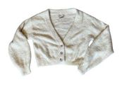 Sincerely Jules Ivory Fuzzy Jeweled cropped Button cardigan sweater Size Medium