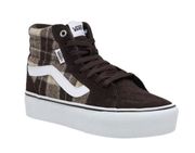 Vans  Filmore Plaid Mix Brown White Platform High-Top Women's Sneaker Size 7.5