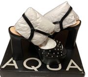 Aqua Cullen Leather Ankle Strap Platform Sandals Black Size 6.5