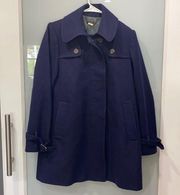 J. Crew Women's Navy Blue Pea Coat Winter Long Trench Sz 2