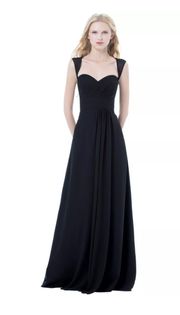 Sweetheart A-Line Maxi Dress Gown in Black Chiffon