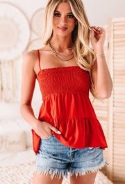 Smocked Red Tank