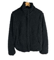 Thread & Supply Wubby Zip Up Teddy Coat Jacket Black Size Medium