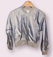 Love, Fire Silver Bomber Jacket - size medium