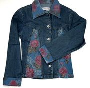 Fantasy Jeans Blue Cotton Denim Embellished & Embroidered Jean Jacket