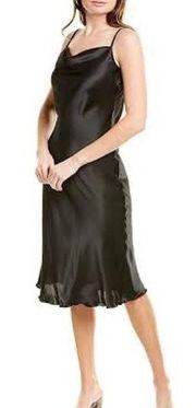 BEBE SATIN COWL NECK SLIP MIDI DRESS in Black Size Medium NEW