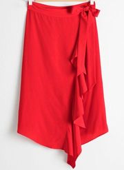 & Other Stories Paris Cherry Red Boho Ruffle Wrap Size 2