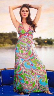 Dress Chellis Halter Paisley Maxi Summer Jewel Of The Pool 2 GUC