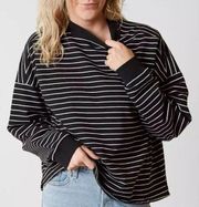 White Crown Sweatshirt Women's XS See You Later Striped black and white Crop Cot