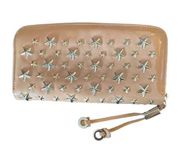 Mint Jimmy Choo FILIPA Star Studded Zip around wallet  Tan - Caramel