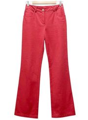 St. John Sport Red Stretch Cotton Twill High Rise Flare Pants Women’s Size 2