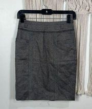 Womens ESprit Wool Pencil Skirt Size 0 Herringbone Patterned Black