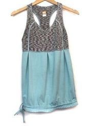 LUCY ACTIVEWEAR Blue Gray Mesh Tie Racerback Workout Active Activewear Tank Top