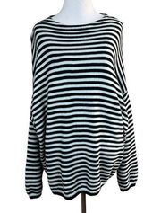 Sundays NYC 713 Sweater OS Black Blue‎ Stripe Dolman Long Sleeve Wool Cotton