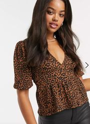 NWOT ASOS Leopard Peplum Blouse