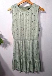 Sage Green As U Wish Eyelet Dress Size Medium