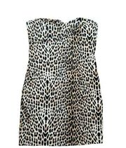 Vintage Body Central Leopard Print Strapless Mini Dress Womens Size Medium