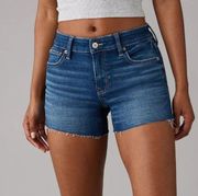 Dark Wash Midi Distressed Shorts