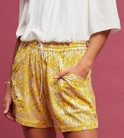 Elevenses Anthropologie Melora Yellow Embroidered Shorts