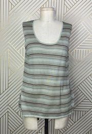 AKRIS Stripe Knit Sweater Tank Green Brown