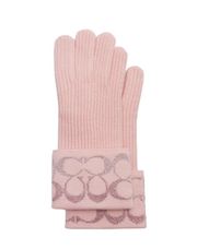 NWT  Signature Metallic Knit Gloves Carnation