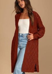 Lulus Brown Knit Crochet Cardigan Sweater