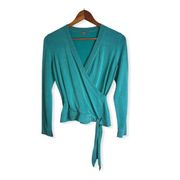 Ann Taylor Silk Blend Faux Wrap Long Sleeve Sweater