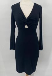 T Alexander Wang Dress Twist Front Bodice Keyhole V Neck Mini Black Womens Small