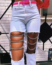 Chain White Jeans