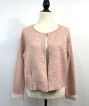 TAHARI Blush Heather Open Front Cardigan Long Cuff Sleeves Thick Knit Size L