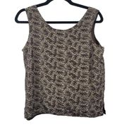 Allison Taylor Womens Size S Vintage 100% Silk Reversible Tank Top Brown Leopard