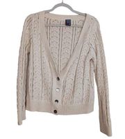 Nautica Women’s Long Sleeve Front Button Open Weave Sweater Cardigan Size Large