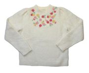 NWT La Maille Sezane Ombline Jumper in Ecru Floral Embroidered Sweater M