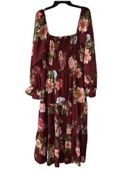 Baltic Born 1X Vyn tiered midi burgundy floral dress nwt