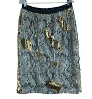 Ted Baker Snakeskin Sequin Reversible Midi Skirt Gray Size 4/ US 12