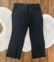Lafayette 148 New York size 4 black flat front cropped trousers ankle pants.